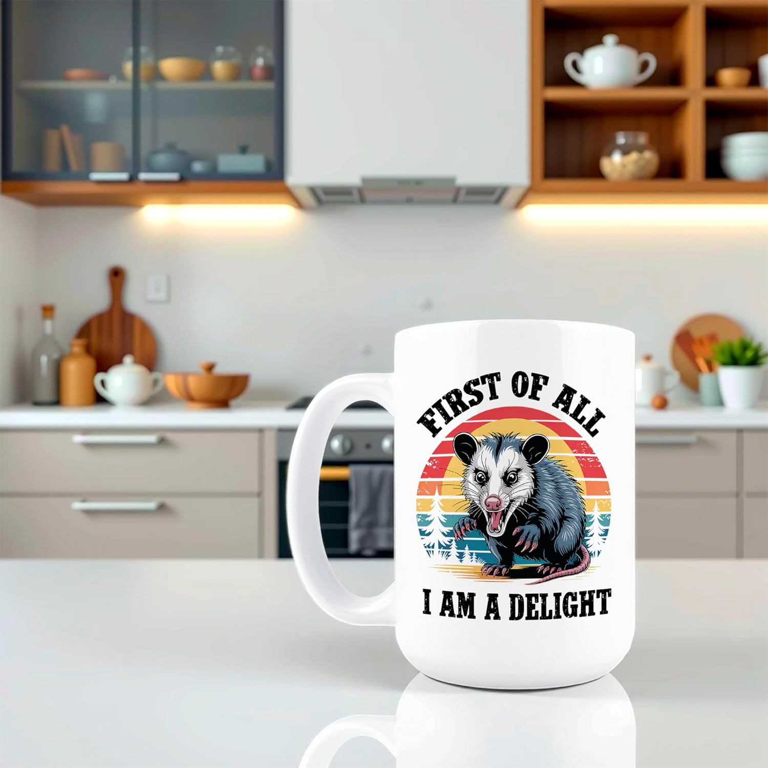 Hogg First of All I'm a Delight Mug, 15 oz Ceramic Possum Coffee Cup, First of All I am a Delight Coffee Mug, Funny Opossum Gifts for Women, Retro Possum Merchandise - Image 6