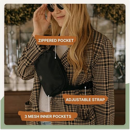 Miniatura 3 de Parker - Cangurera portátil para pañales para bebés, bolsa cruzada para mamás, "Birch Belt Bag", color negro