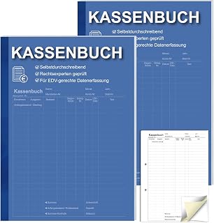 2 Stück Kassenbuch A4 Duplicate Carbonless Cash Book nach Steuerschiene 300 Kassenbuch Kleinunternehmer 2x40 Blatt Rechnungsblock Haushaltsbuch With Perforated Lines 2 Hole für Verein Klein Finanzamt