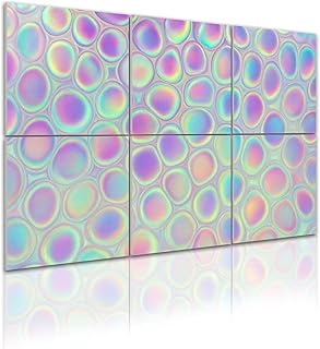 6 Pack Art Acoustic Panels Self Adhesive holographic foil cute multi colored pearl bubble beads Decorative Soundproof Wall Panels Sound Absorbing Panel 48"x72" for Office Home Studio