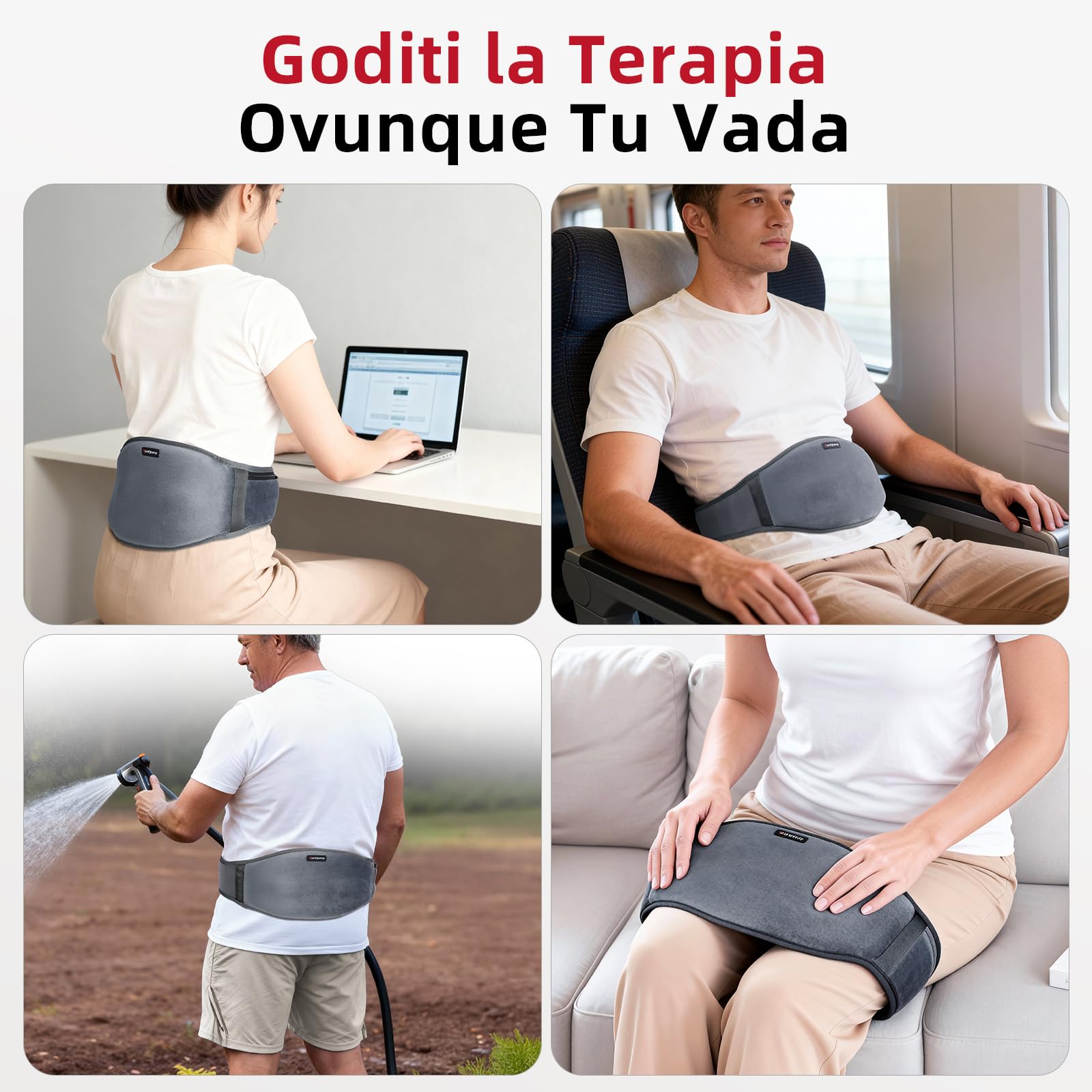 Comfytemp Fascia Lombare Riscaldamento,3 Livelli di Temperatura 3 Massaggio a Vibrazione Termoforo Lombare, Fascia Riscaldante Lombare con spegnimento automatico, per Schiena Spalle Addome