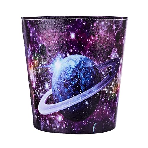 Miniatura 5 de Cubo de basura de cuero, cesta decorativa de desechos, pequeña cesta de papel de desecho de capacidad de 10 litros, bote de basura impermeable para