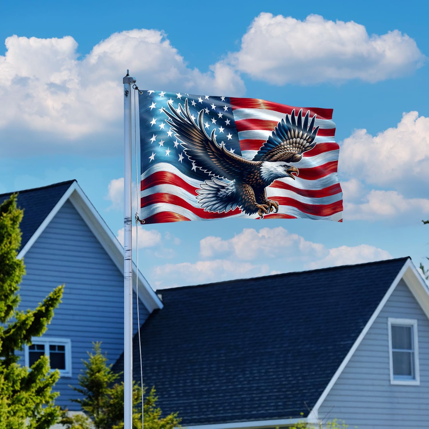 FLAGWIX American Eagle Flag for 4th of July Decorations - American Flags for Outside 3x5 ft - Veteran Gifts for Men Women, Veterans Day Memorial Day Decorations for Garden Decor - Image 3