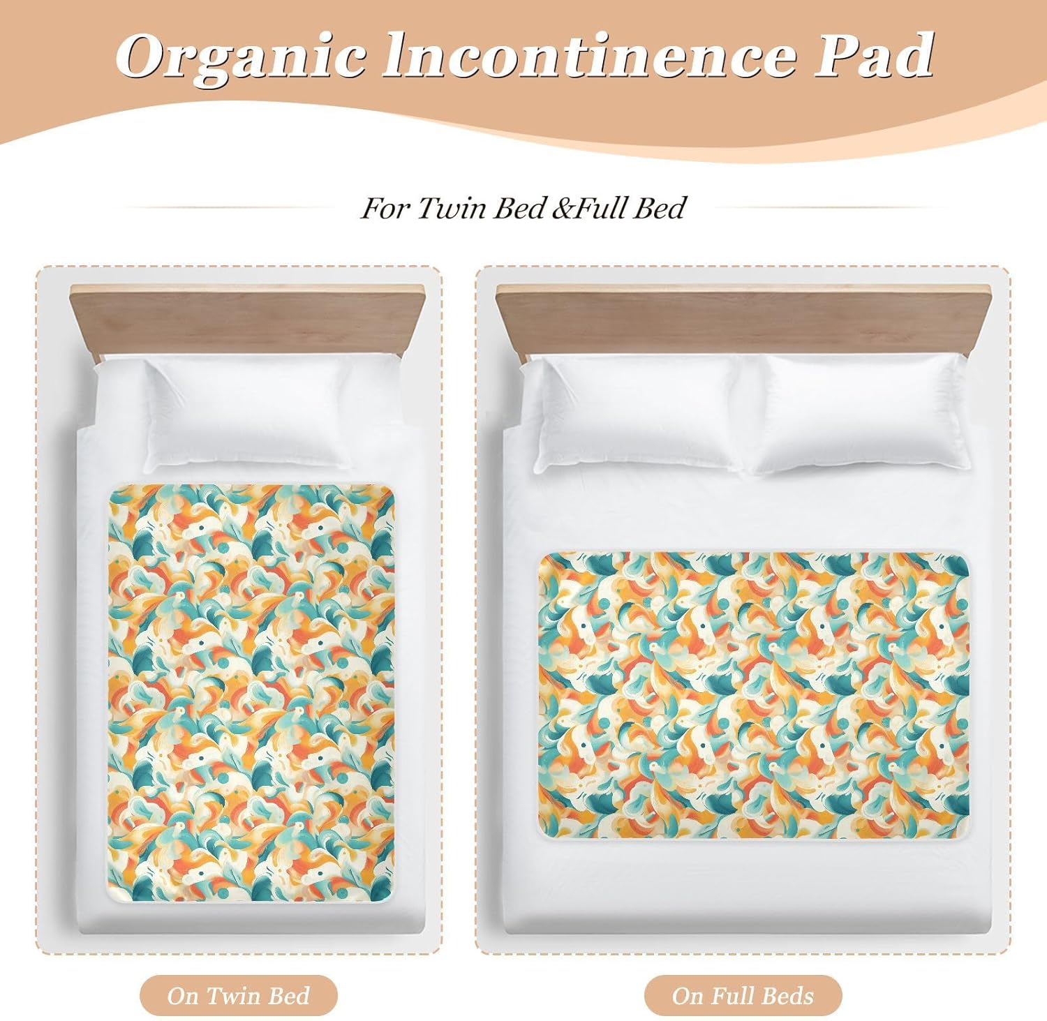 Modern Anstract Colorful Art Cloud Extra Large Resuable Toddler Mattress Pads Waterproof Washable Sheet Cover Underpads Slip-Resistant Bed Liners for Baby Boys Girls , 52" L x 34" W