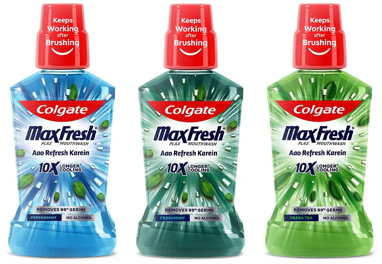 Plax Fresh Mint Mouthwash - 500 Ml & Tea Mouthwash - 500 Ml & Colgate Plax Pepper Mint Mouthwash - 500 Ml