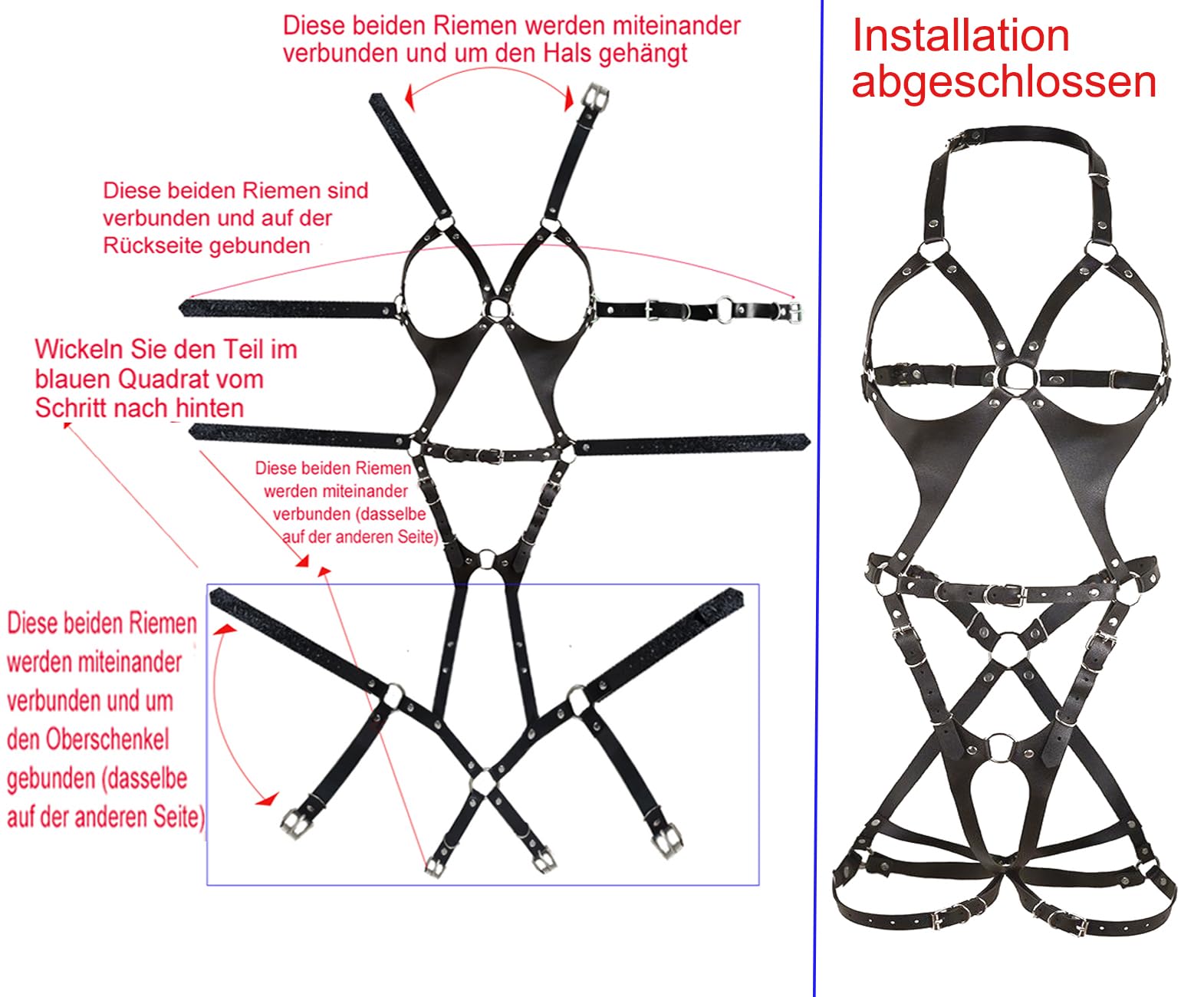 Imbracatura BDSM Bondage Set Donne Lingerie erotica in pelle Calze Sexy
