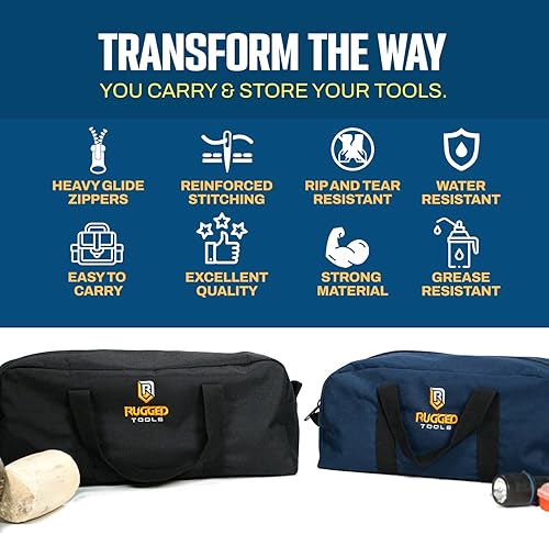 Miniatura 5 de Rugged Tools Combo de bolsa de herramientas – Incluye 1 bolsa de herramientas pequeña y 1 mediana – Bolsas organizadoras para electricista,