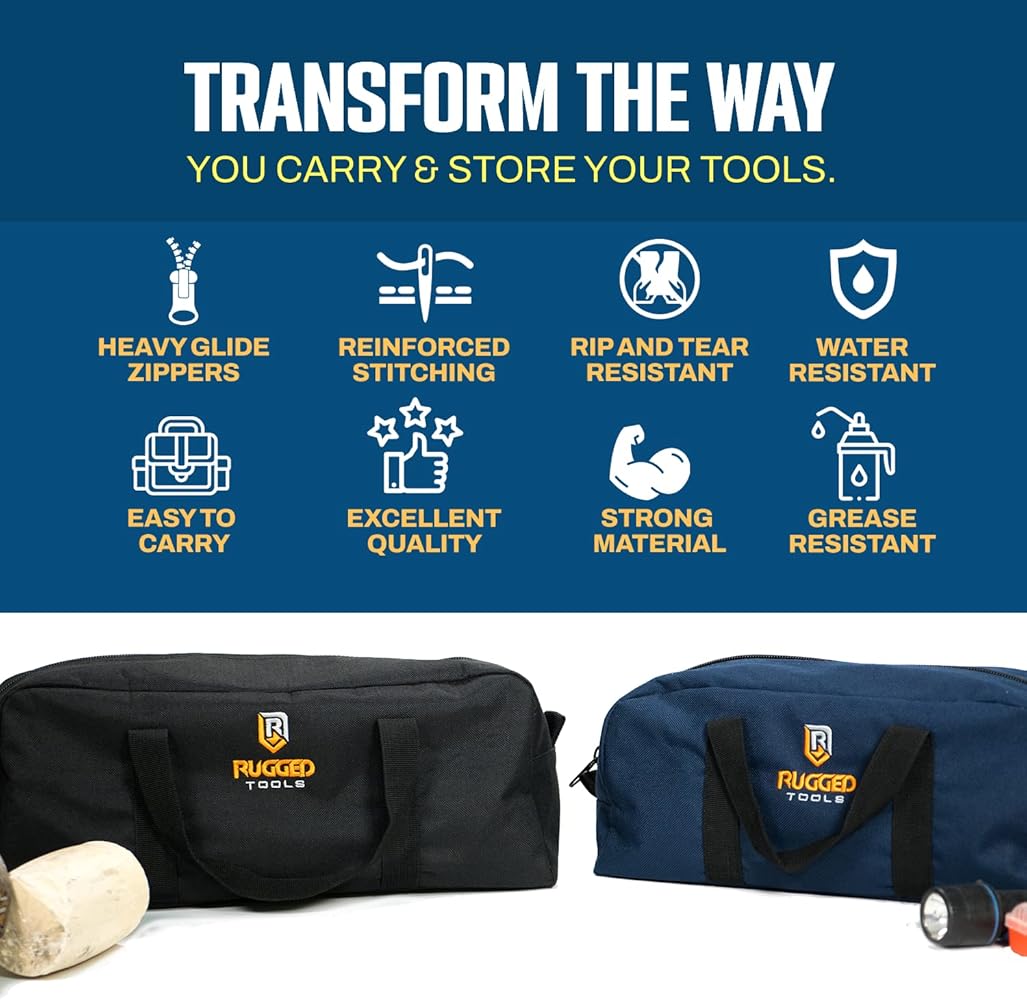 Amazon.com: Rugged Tools Tool Bag Combo - Includes 1 Small & 1