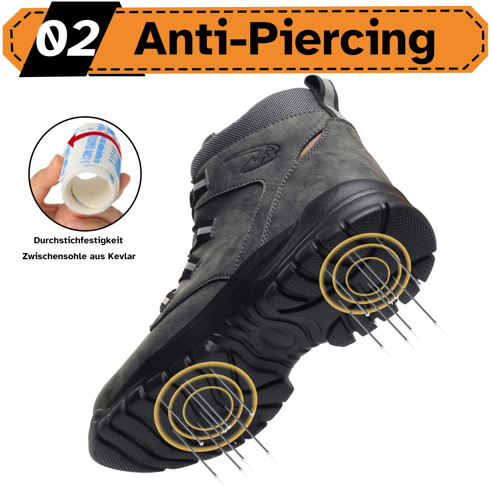 Zapatos de seguridad para hombre y mujer, ligeros, puntera de acero, transpirables, botas de seguridad antideslizantes, botas de trabajo con botón giratorio