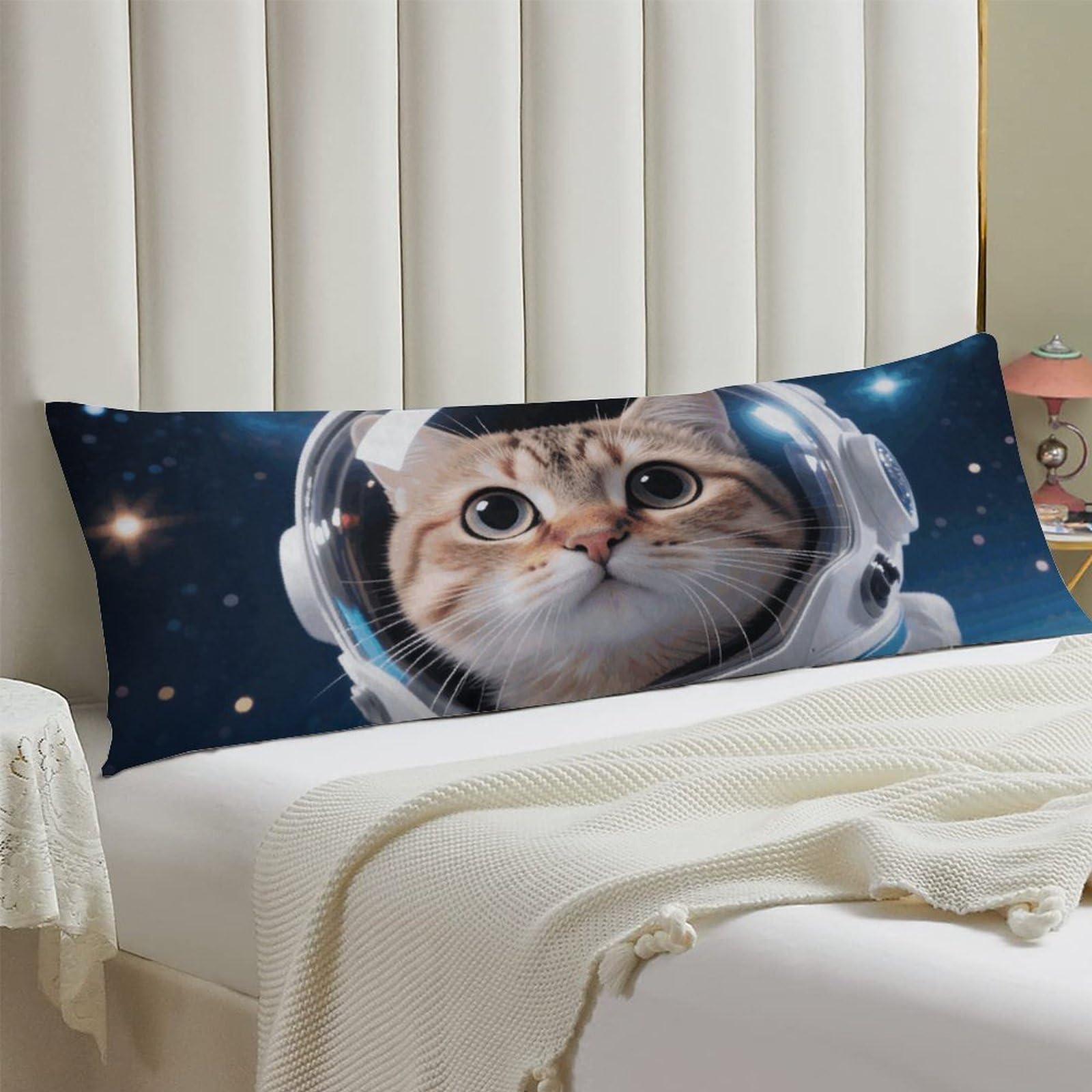 Body Pillow Cover 20x54 Long Pillow Case with Invisible Zipper Breathable Microfiber Cat Astronaut Pillowcase Soft Cozy Protector for Bedroom Couch Sofa Bed Home Decor All Seasons