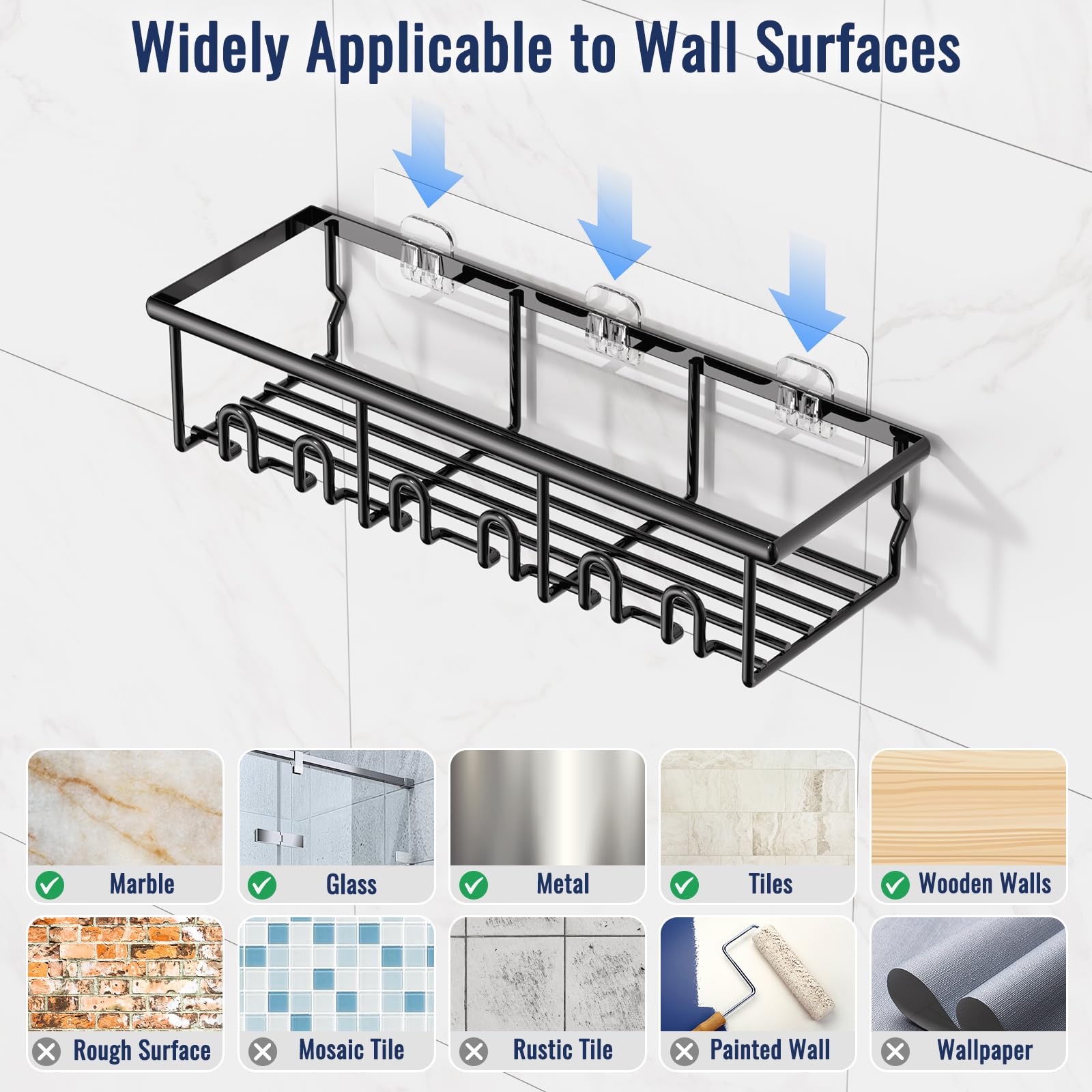 8 Pack Black Shower Caddy M25964