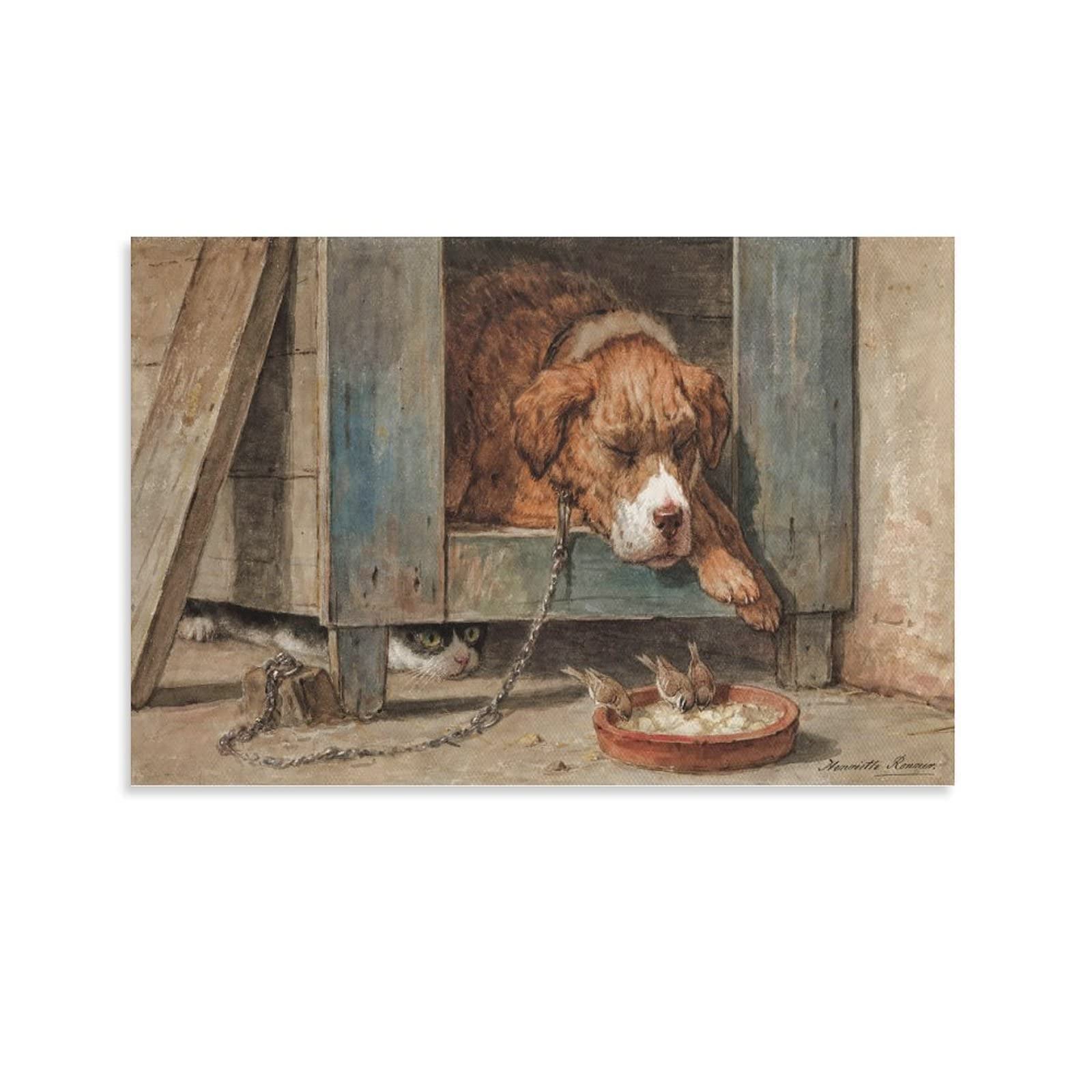 Amazon.co.jp: ポスター犬や猫の画家であるヘンリエッタ・ロナー