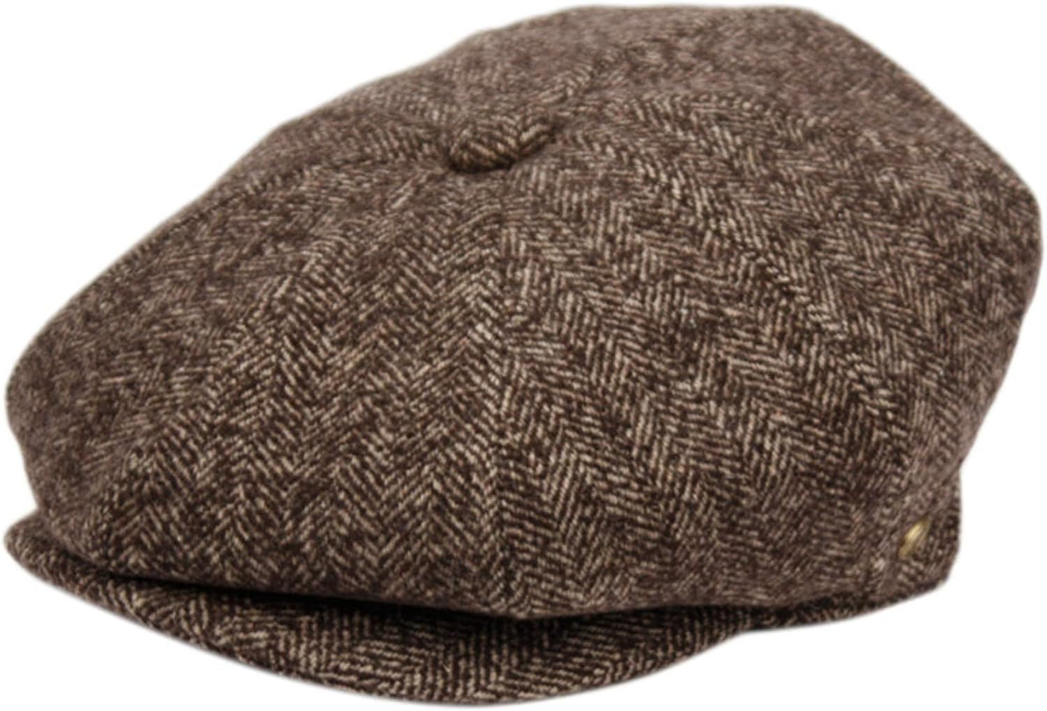Men's Classic 8 Panel Wool Blend Newsboy Snap Brim Collection Hat