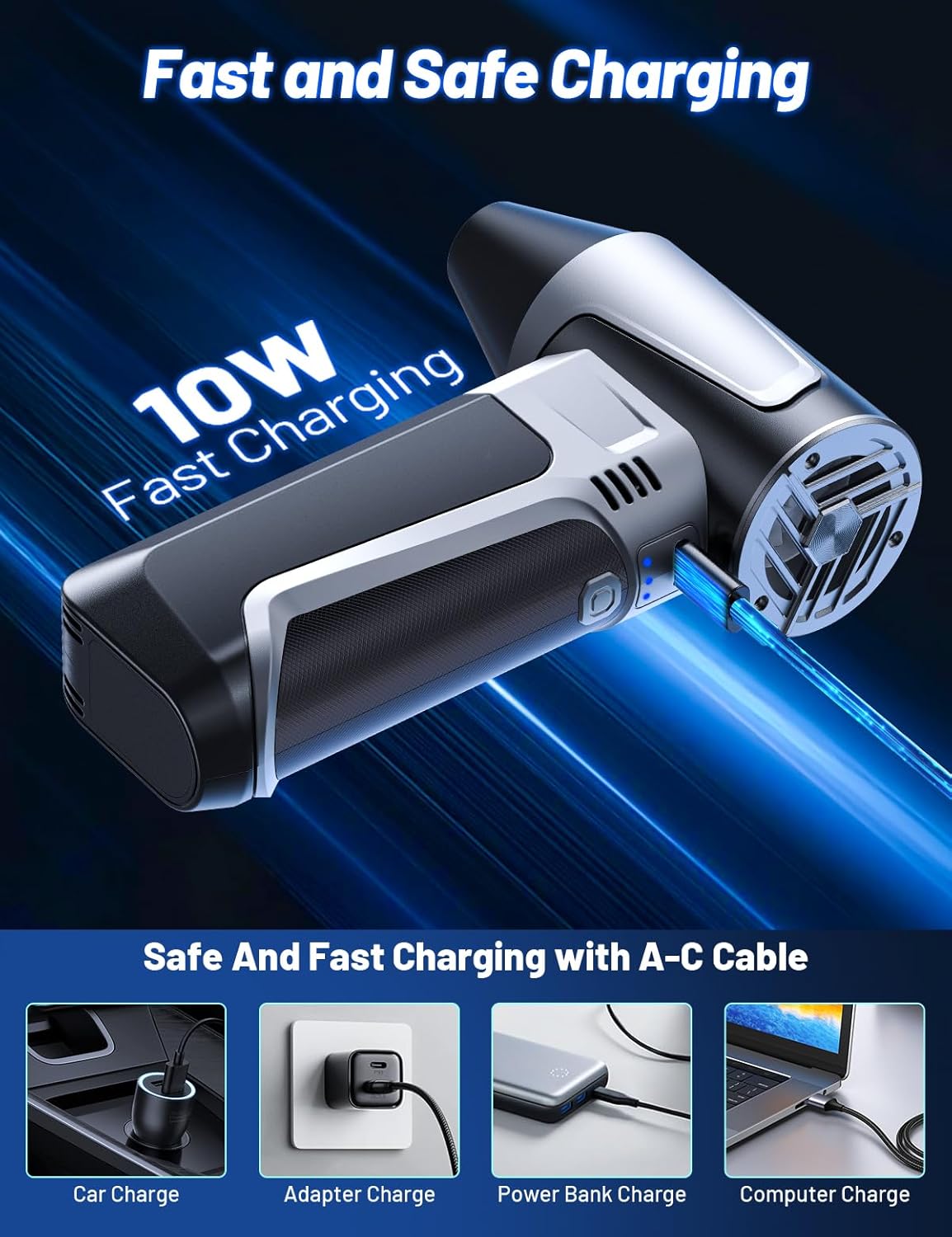 Compressed Air Duster Electric Air Duster Blower Rechargeable 180000RPM with 3 Gear Adjustable Compressed Air Blower Mini Blower Electric for Keyboard PC Home Cleaning Outdoor Car Cleaning