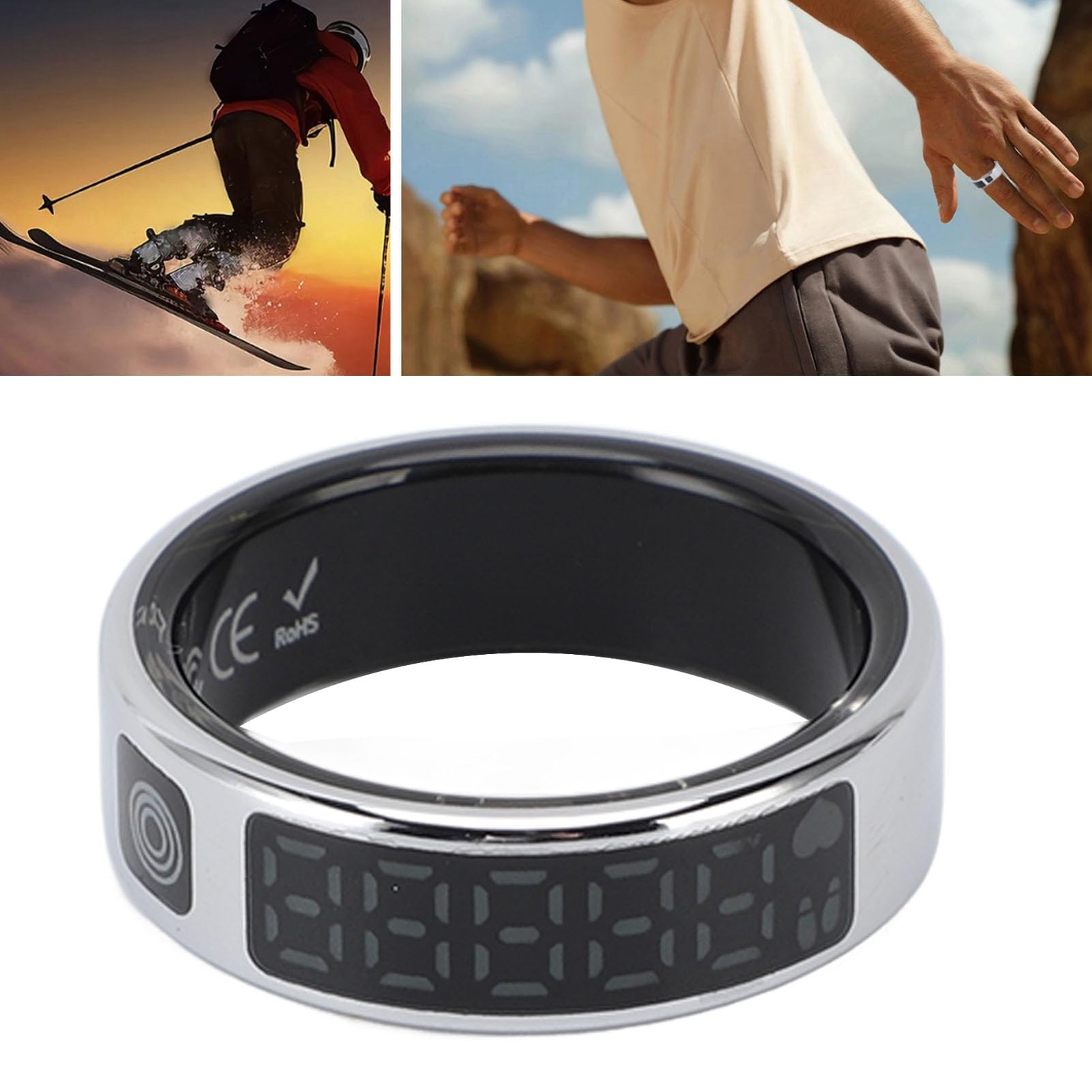 Sxhlseller Anneau Intelligent avec Affichage LED, Suivi du Fitness Smart Ring, Anneau de Mode de L'épreuve de l'eau IP68 avec Contrôle des Gestes, Durée de l'exercice et Comptage des Pas de (#13)