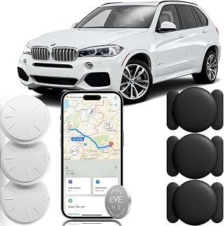 ZFSJTAG Car GPS Tracking Device, 3PCS Real Time GPS Tracker for Car Work with Find My (iOS Only),Hidden Mini GPS Tracker,No Monthly Fee (White Tracker, Black Magnetic Case)