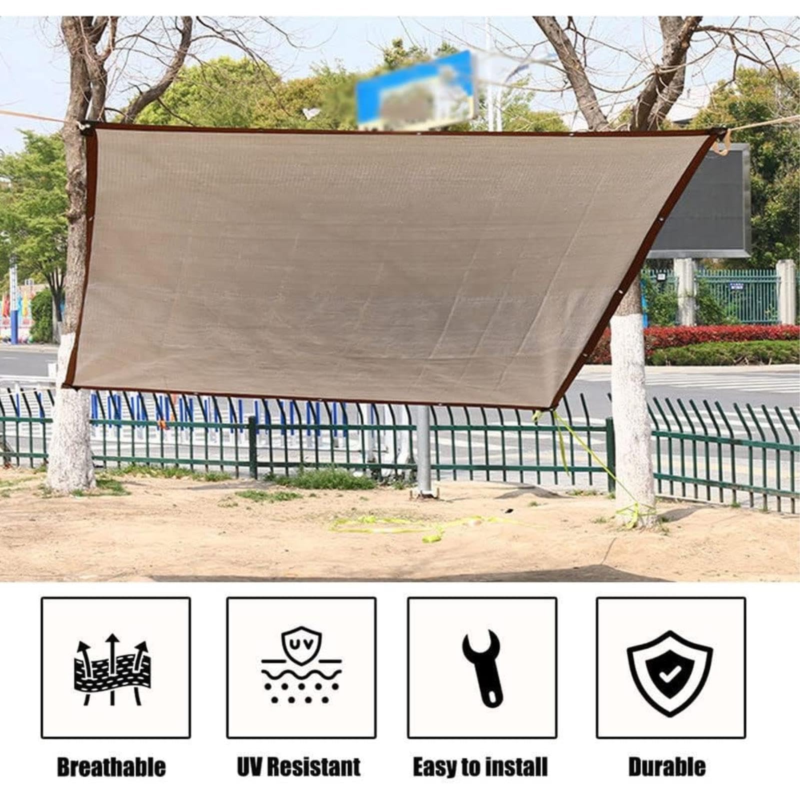Toile d'ombrage Robuste avec œillets, Protection UV, pour Jardin, terrasse, Porche et espaces extérieurs - 8 m x 12 m (26,2 pi x 39,3 pi)