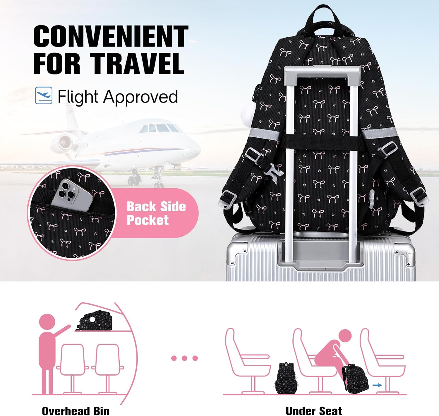 Bevalsa Backpack for Gilrs, 3PCS Corduroy Kids Backpack Set with Lunch Box & Pencil Pouch, Bookbag Daypack Laptop Bag for Women Teens Elementary Middle High School - Image 5