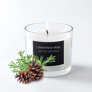 subrtex Christmas Tree Scented Candles for Women, 7oz Small Jar Single Wick Candle, 40 Hours of Burn Time, Highly Scented Aromatherapy Candle Valentine's Day Gift for Bathing Massage