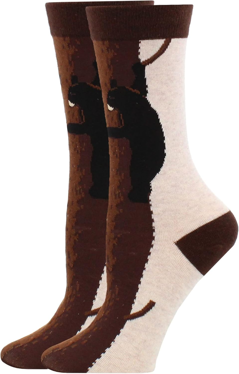 WHD Black Bear Crew Socks for Women & Men | Fun Animal Socks, Nature Lover Gift - Image 3