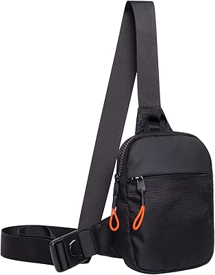 MJNUONE Mini Sling Chest Bag Waterproof Small Crossbody Bag Multi-purpose Lightweight Sling Bag for Men and Women (Black)