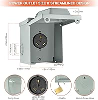 Vista 2 de WELLUCK Caja de toma de corriente de 30 amperios para RV, receptáculo RV de 125 voltios NEMA TT-30R, panel eléctrico exterior cerrado