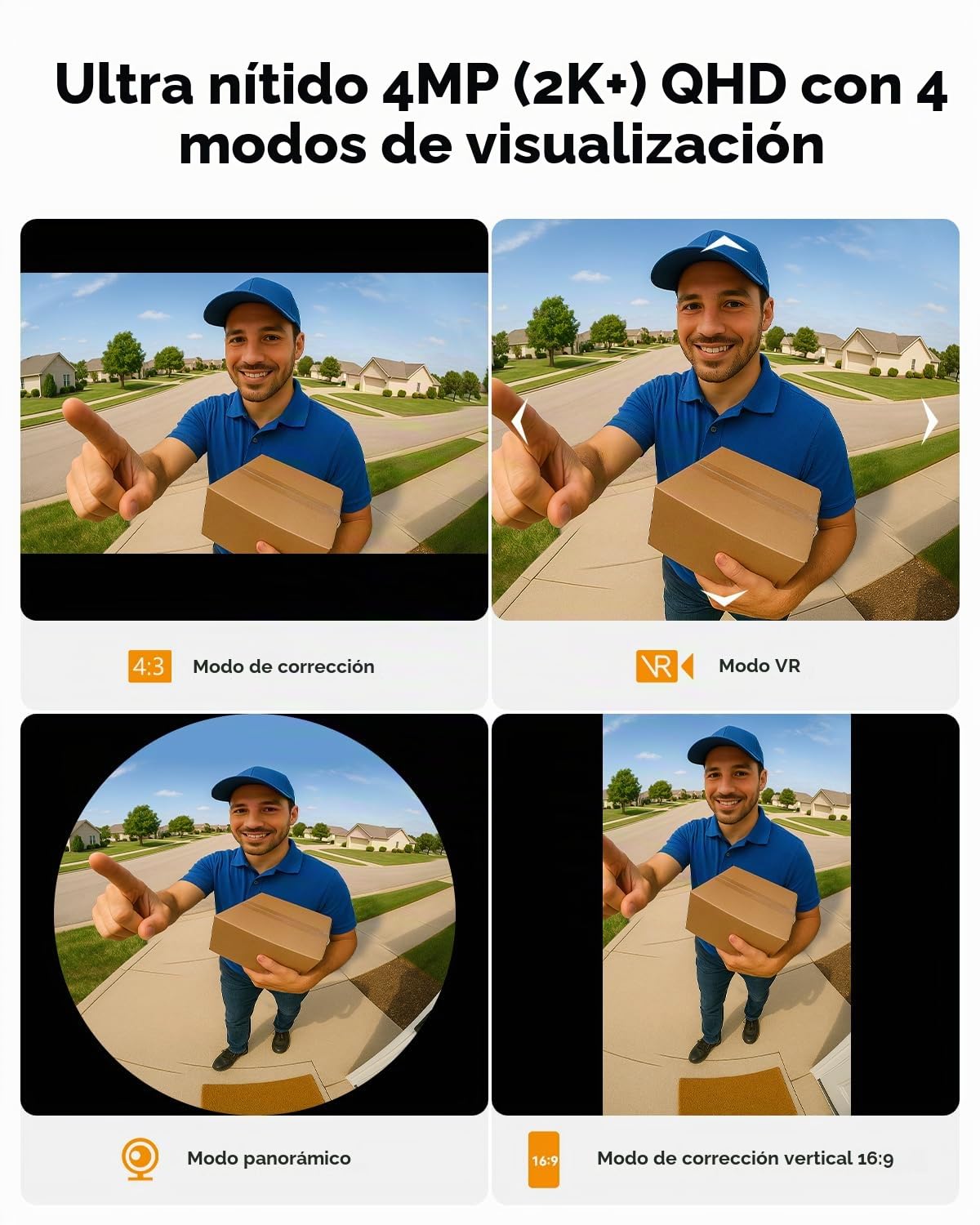 Imou 4MP Panoramic Doorbell DB3 Kit, Timbre Video 2K+ WiFi, Visión Nocturna 4MP 5m, Detección de Paquetes AI, Audio Bidireccional