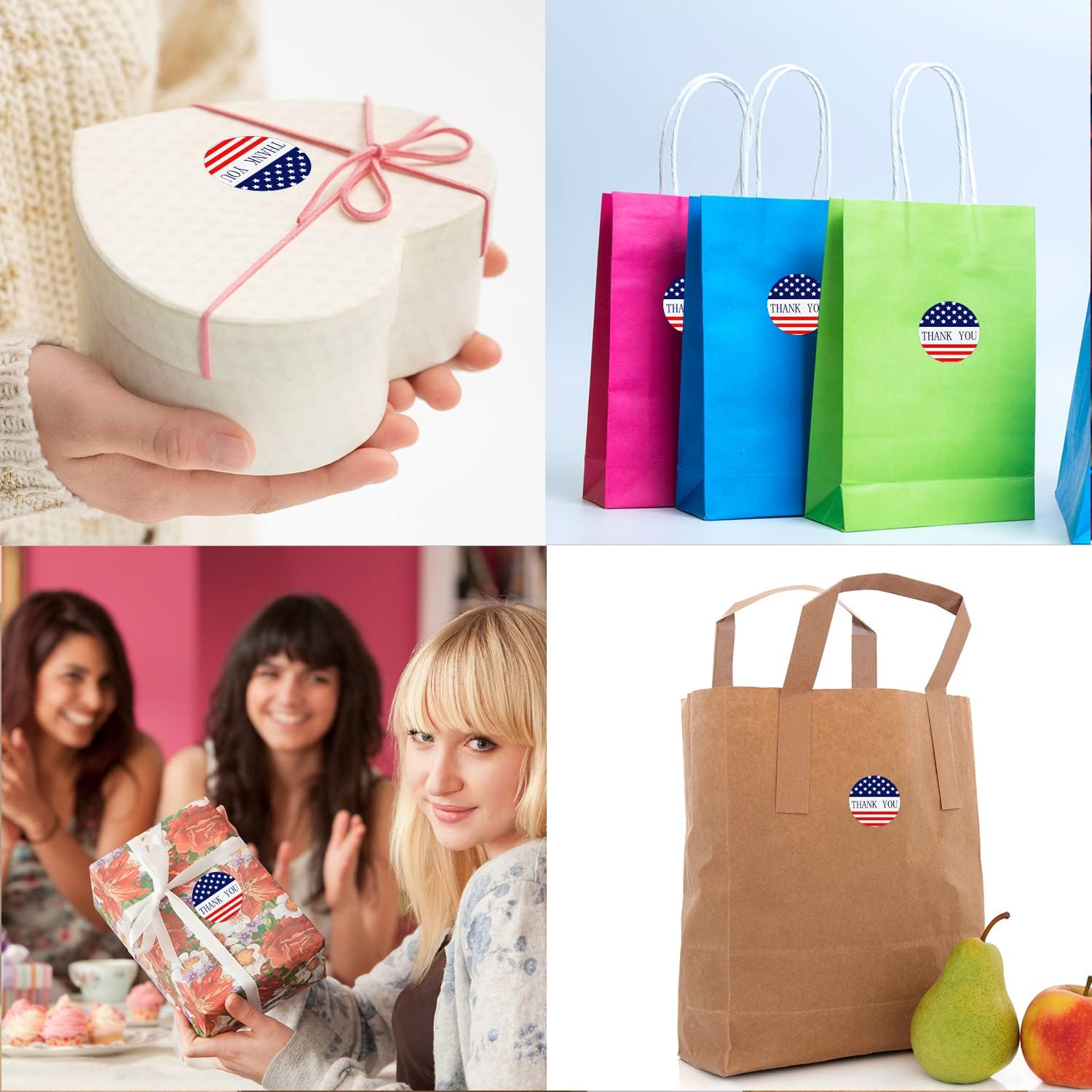 500Pcs Thank You Stickers Self-Adhesive American Flag Waterproof Stickers Roll USA Flag 4th of July Red White Blue Patriotic Labels Independence Day Gift Package Bag Envelope Scrapbook Decor - Image 6