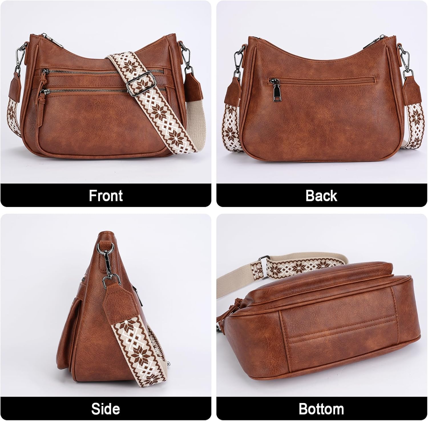 Crossbody Purses for Women Trendy Leather Crossbody Bag,Multi Pocket Shoulder Handbag Lightweight Travel Purse - Image 5