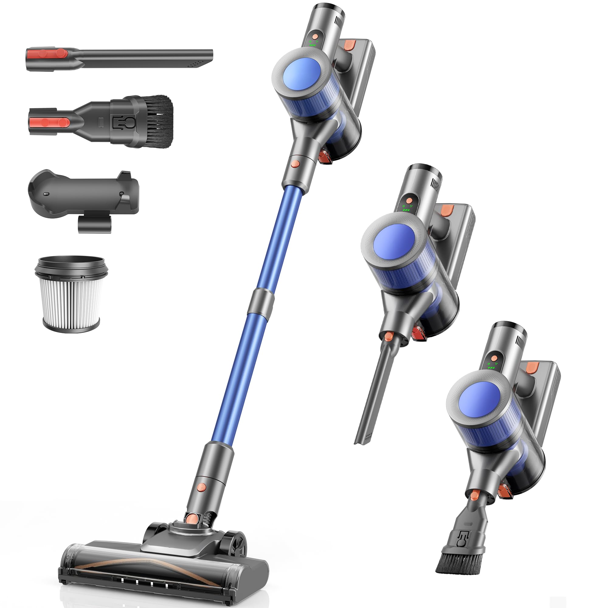 Dzaki Cordless Vacuum Cleaner Stick Vacuum with Smart LED Display 50KPA 55Mins Vacuum Cleaners for Home Powerful Suction