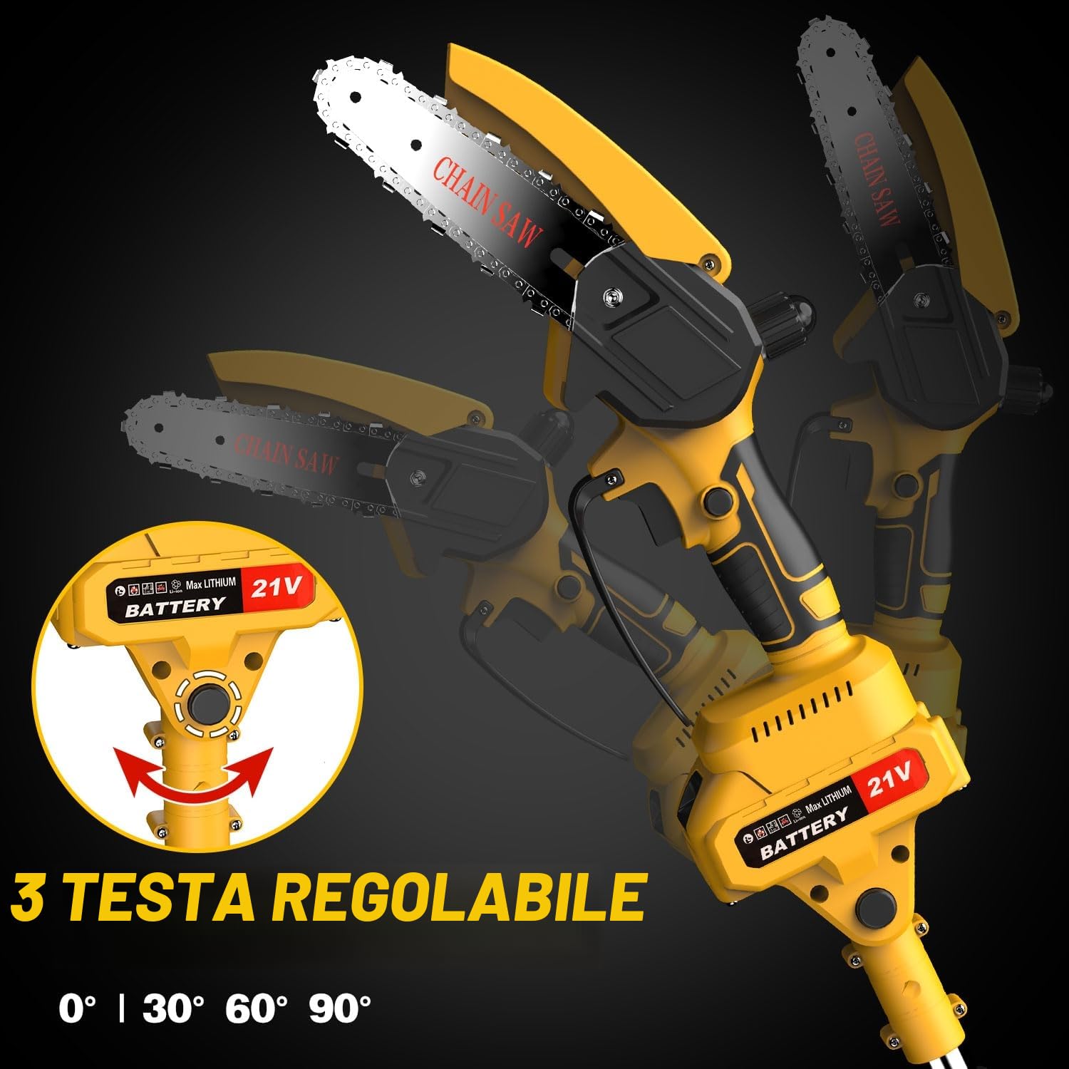 2 in 1 Motosega Telescopica & Mini motosega a Batteria 6 pollisi, Potatore Elettrico con Manico Telescopico Tanica per Olio Sega per Rami a 2Batteries 2000mAh, Adatta per Giardino, Cortile e Fattoria
