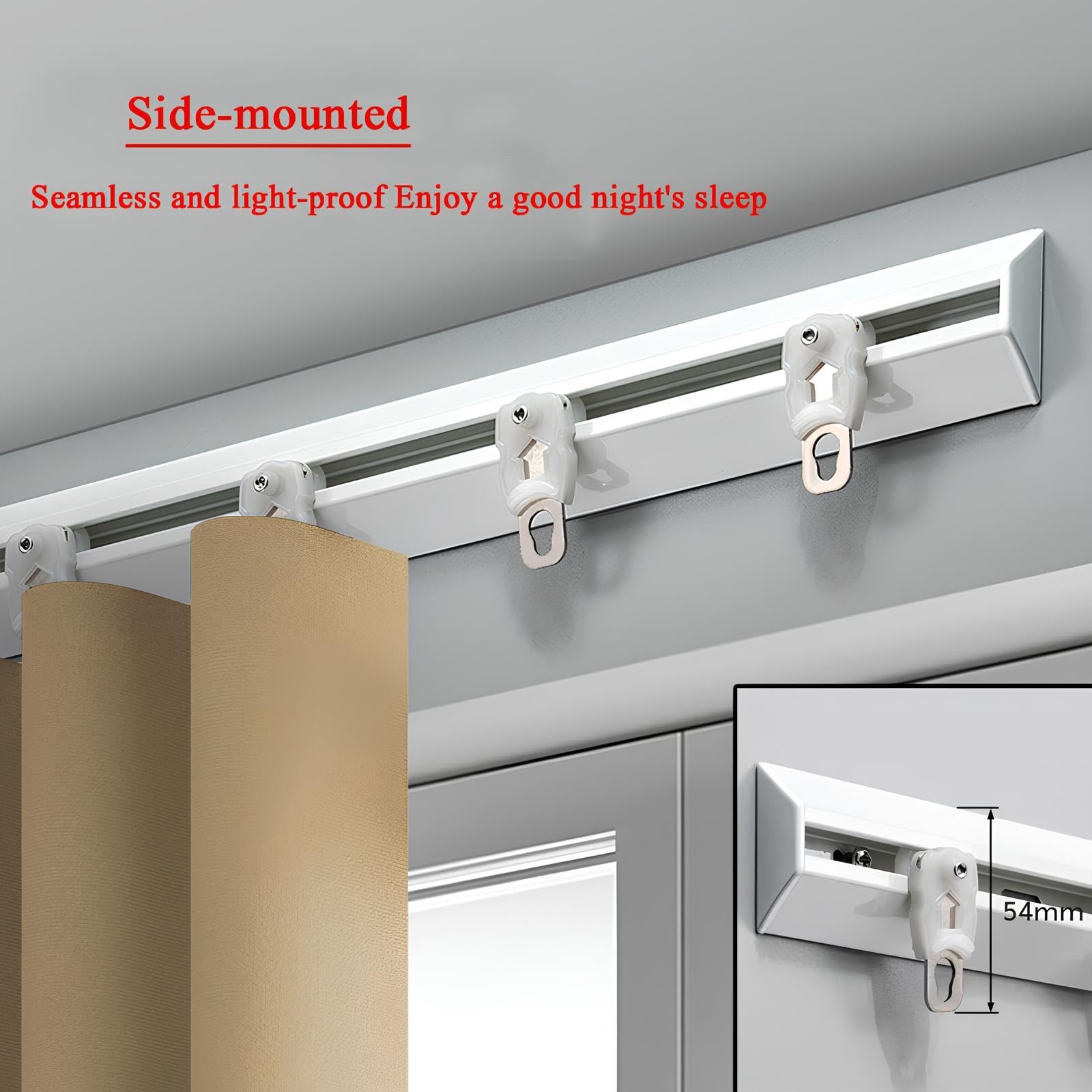 Wytrzymały system szyn do zasłon – 1-kierunkowe karnisze do przegród pomieszczeń, sypialni, salonu, prysznica - białe, 180 cm, 2 x 90 cm, łatwy montaż