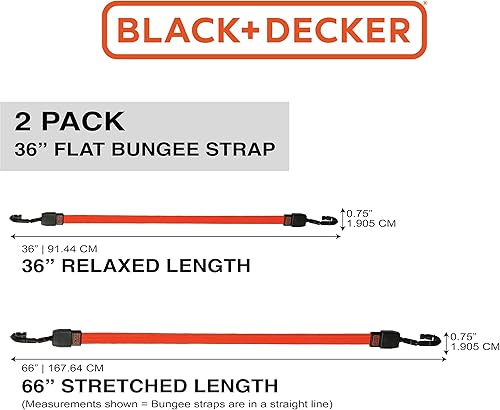 Miniatura 5 de Black+Decker BDX1011 - Correas elásticas planas de 36 pulgadas, color negronaranja, paquete de 2