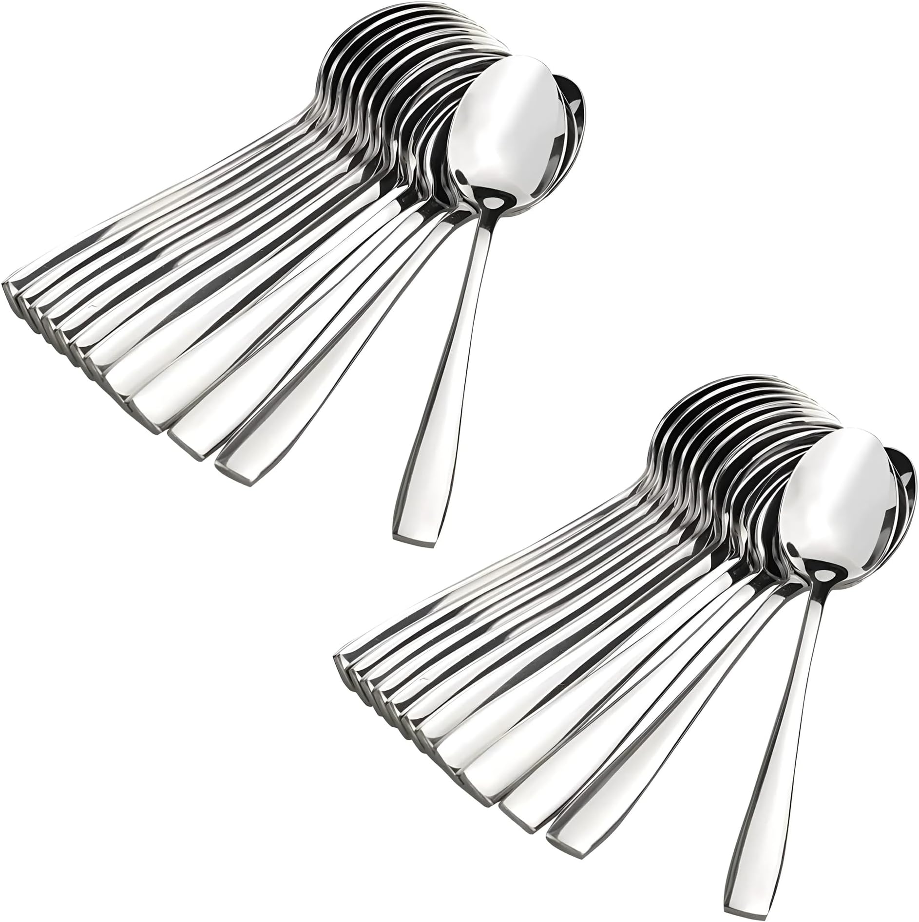 24 Pieces Stainless Steel Spoons Set, Dinner Spoon Length 16cm, Food Grade Silverware for Home & Kitchen- Mirror Polished, 24 Silver Spoons, 24PARAGIMPBABY