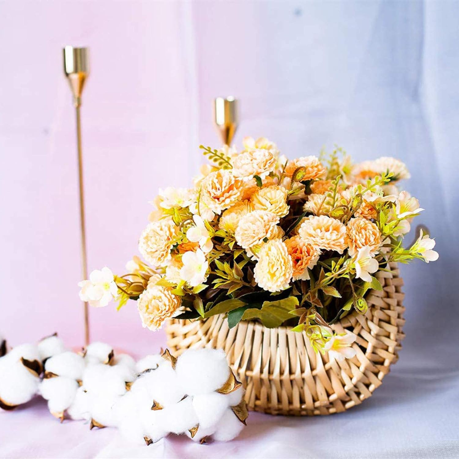 MSUIINT 2PCS Woven Wicker Flower Basket,Hand-Held Flower Arrangement Basket Hand-Woven Flower Pot,Wedding Flower Girl Baskets for Home Garden Decor - Image 4