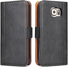 Mobile Phone Case for Samsung Galaxy S6 Case, Leather Mobile Phone Case Card Slot Flip Stand Magnetic Leather Case for Samsung Galaxy S6 Flip Case, Black