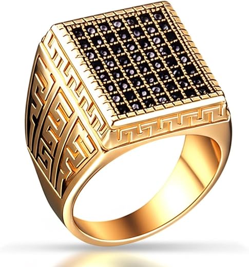 THE MEN THING Royal Series - MAZE KING RING - Pure Stainless Steel Men’s Gold-Plated Ring – Statement Luxury Jewelry (Size...