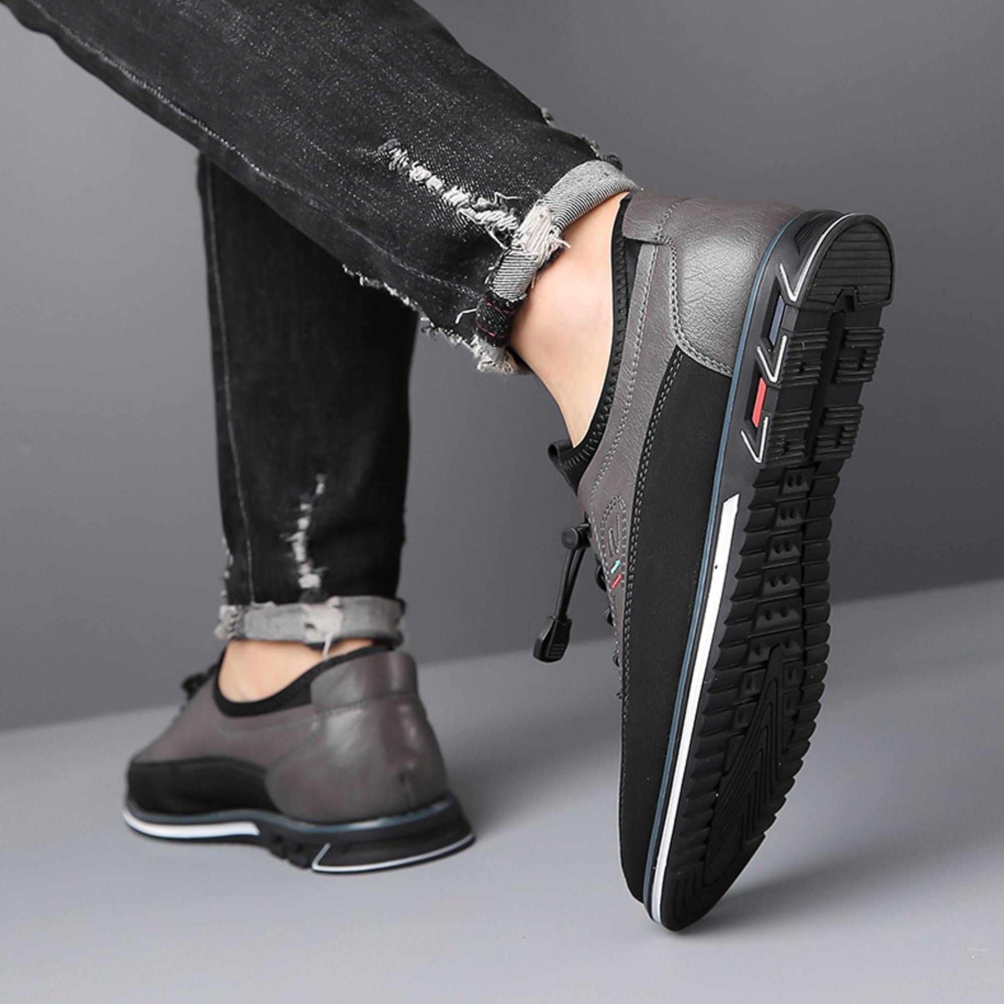 Hommes Oxford Cuir Chaussures Décontractées Moccasin Respirant et Luxueux Bureau de Conduite Marche Chaussures à Lacets Affaires