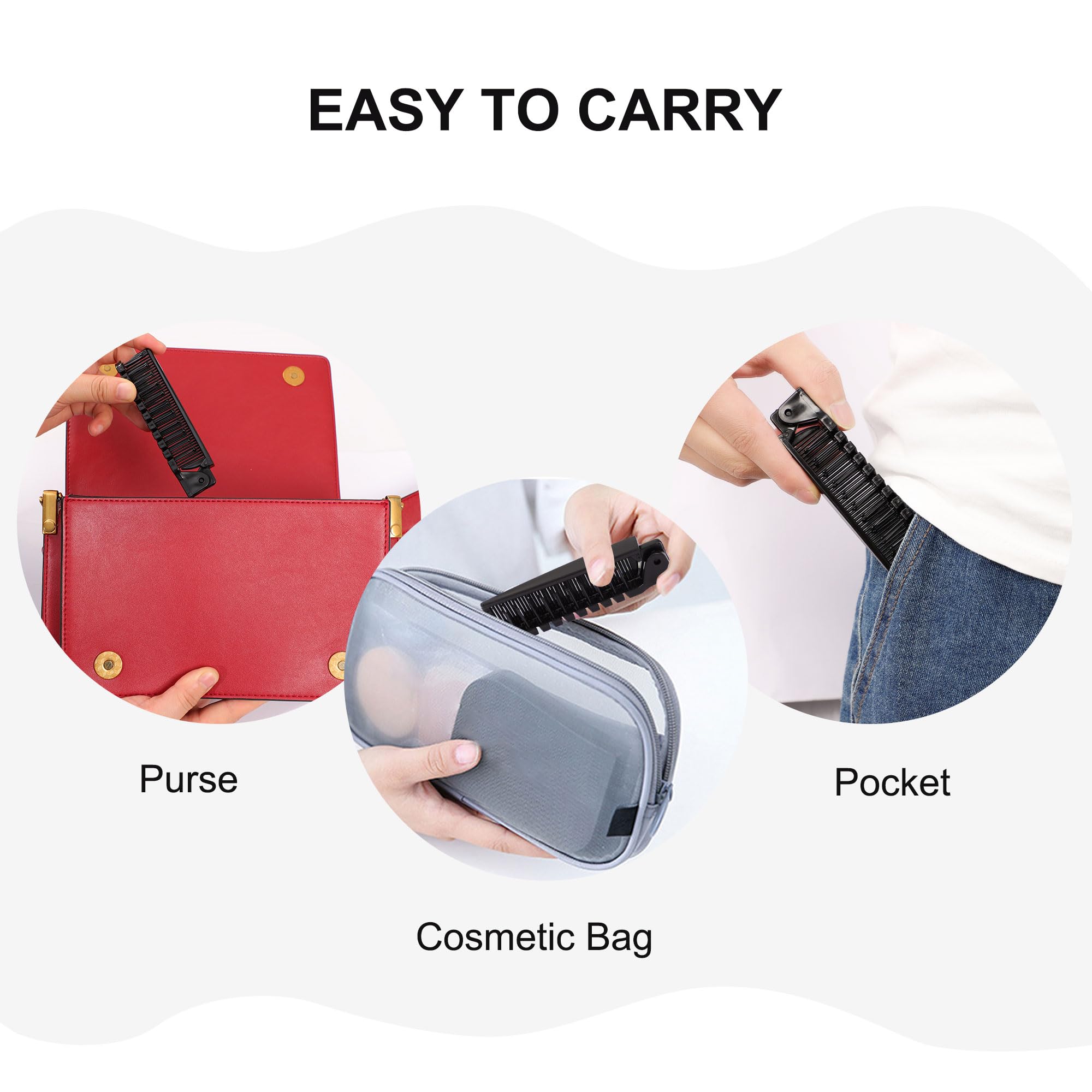 Amazon | uxcell プラスチック製折りたたみヘアブラシ 黒双頭ヘア