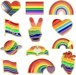 UPINS Pride Pins,12Pcs Rainbow Pins Brooch Bulk Enamel LGBT LGBTQ Lapel Gay Pride Flag Brooch Badge for Clothing Bag Hat Decoration