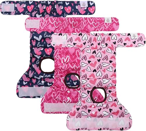 Miniatura 7 de CuteBone - Pañales lavables para perros hembra, tamaños pequeño, mediano y grande, paquete de 3, reutilizables, para cachorras en celo y control de
