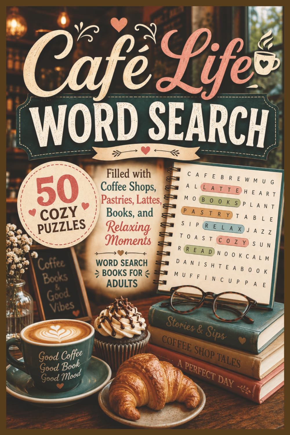 Café Life Word Search: 50 Cozy Puzzles Filled with Coffee Shops, Pastries, Lattes, Books, and Relaxing Moments — Word Search Books for Adults (Word search books collection)