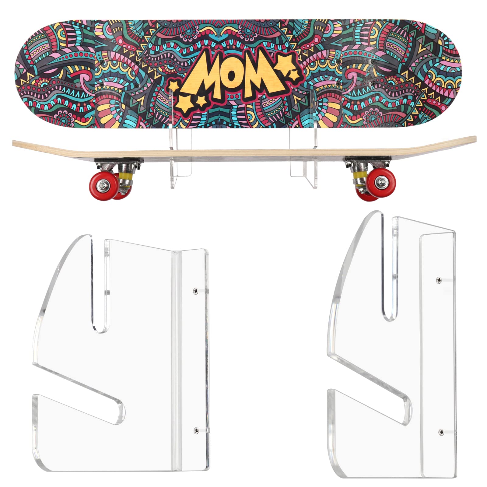 HHUXIUE Wall-Mounted Skateboard Mount - Space-Saving Horizontal Display Rack for Secure Skateboard Storage & Decoration