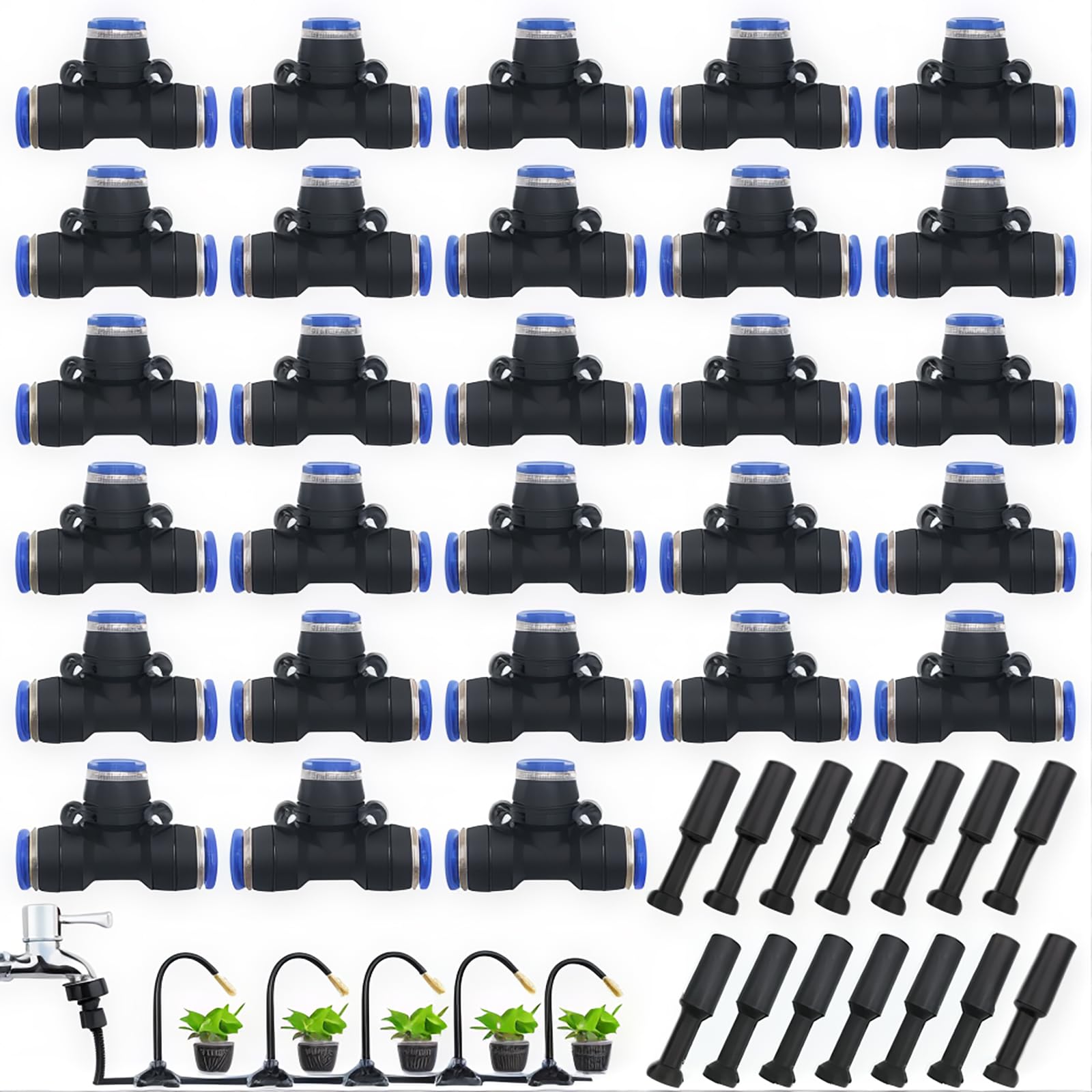 CESFONJER 42 Pcs Pneumatic Fittings Assortment, Push Fit Connectors Kit include T Shape Quick Connect Fittings, Push Fit Fittings choke plug, for 8MM Pneumatic Tools