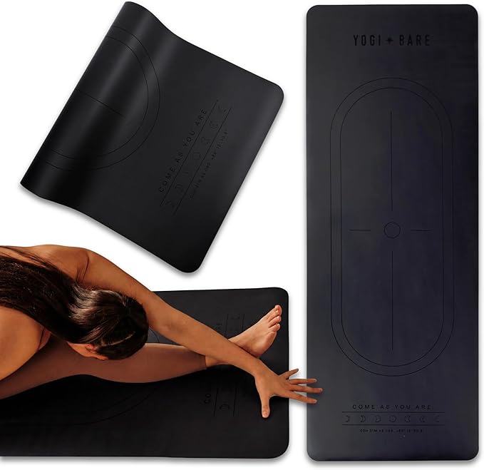 Yogi Bare PAWS Original Sticky Grip Yoga Mat - Ultra-Grip, Non-Slip, FSC Certified Natural Rubber, 4mm Thick, Midnight Black