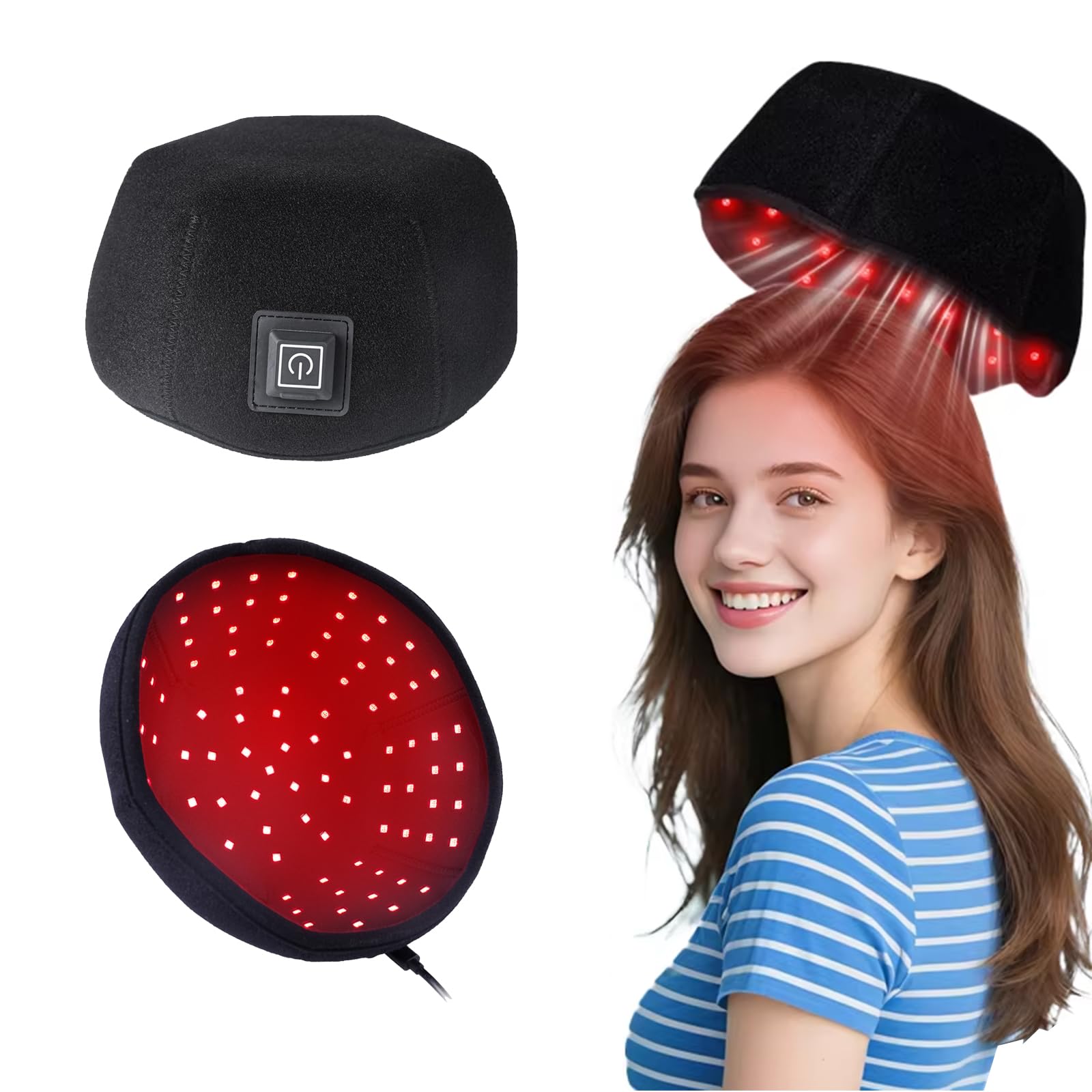 Casquette pousse de cheveux LED pour revitaliser le cuir chevelu à la maison