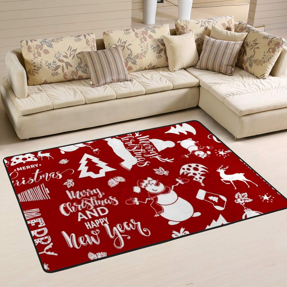 Tapis bonhomme de neige rouge pour décorer la terrasse en hiver