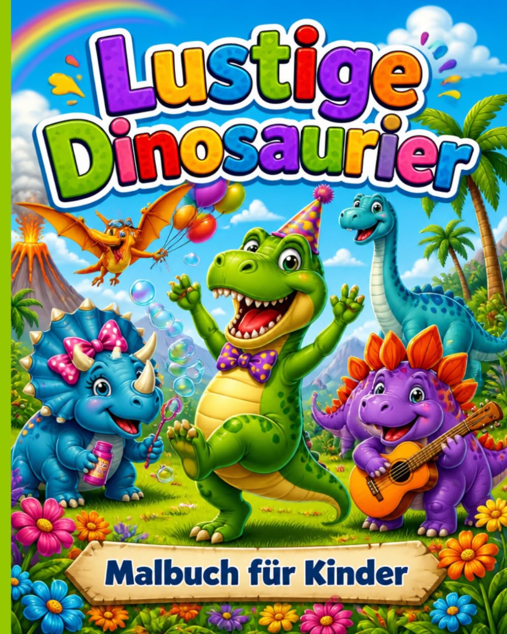 Lustige Dinosaurier: Malbuch für Kinder