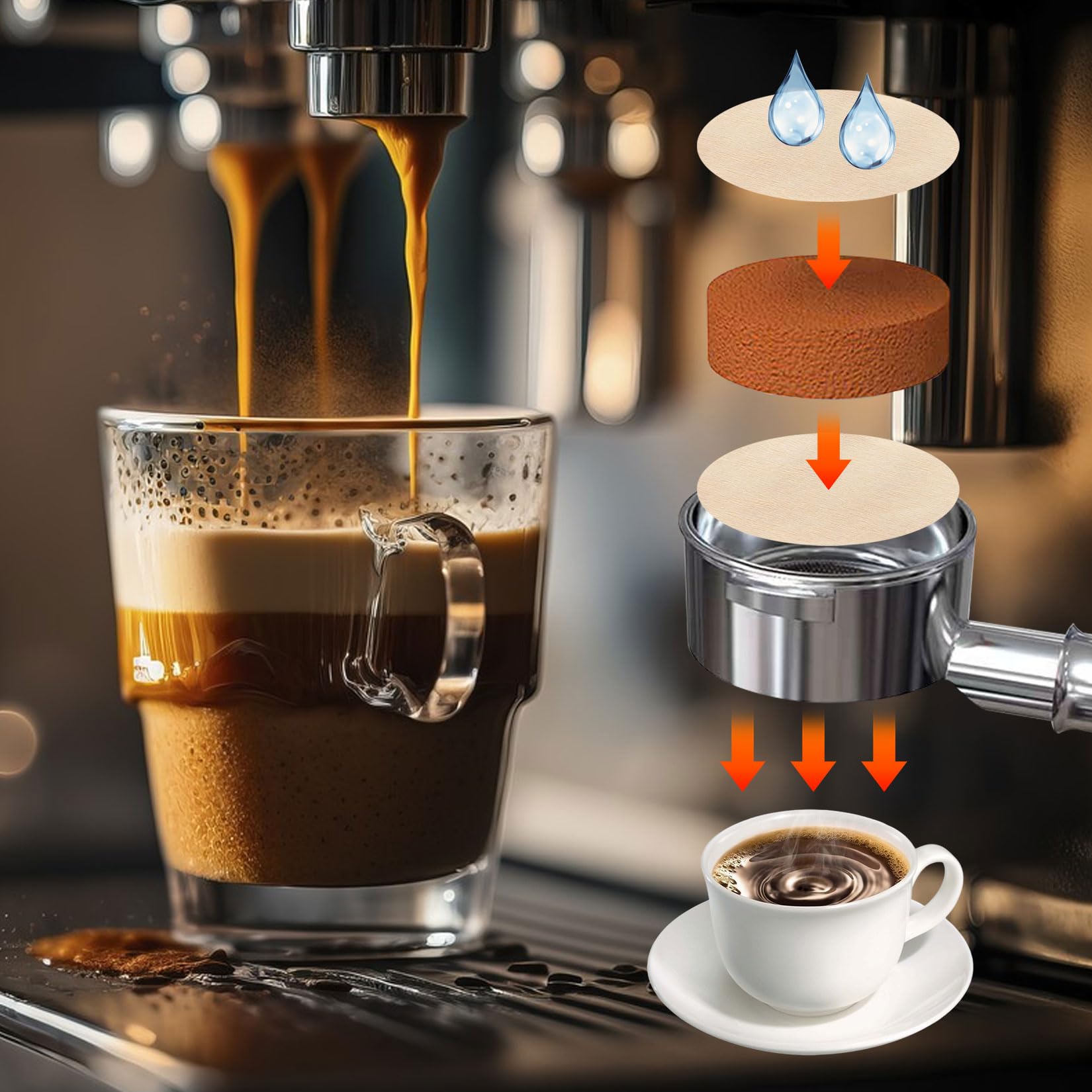 800 Pz Filtri Caffè in Carta, Non Sbiancata Rotonda 64mm per Espresso, Aeropress e Macchine da Caffè