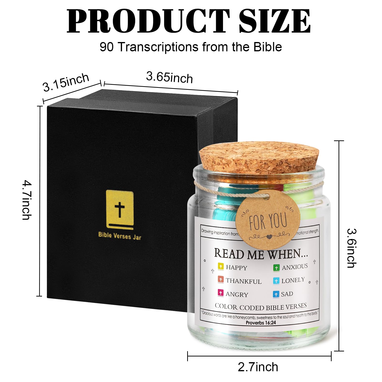 Bible Verse Jar, Kaluofan Religious Gift for Women Men, Read Me When Bible Verses Jar with 90 Coloring Scriptures